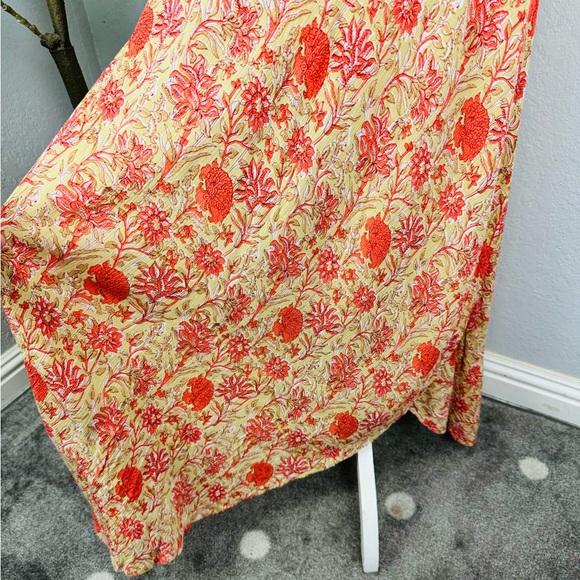 BEACHGOLD Orange Floral Beach Wrap Midi Skirt - Picture 9 of 9